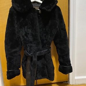 Black Muton Real Fur coat
